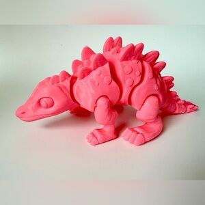 Articulated 3D Printed Pink Dinosaur Toy Stegosaurus Movable Joints